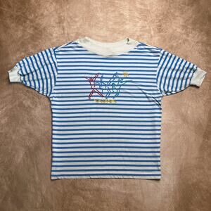 Vintage 90s Bay Club Active Striped Embroidered Dancer Shirt Beach Sporty Surfer